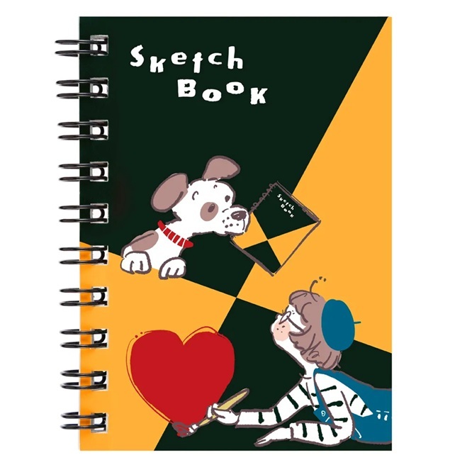 日本Maruman x Nori Cori．Sketch Book  迷你圖案素描本 女孩與狗 SMINI1SB-25
