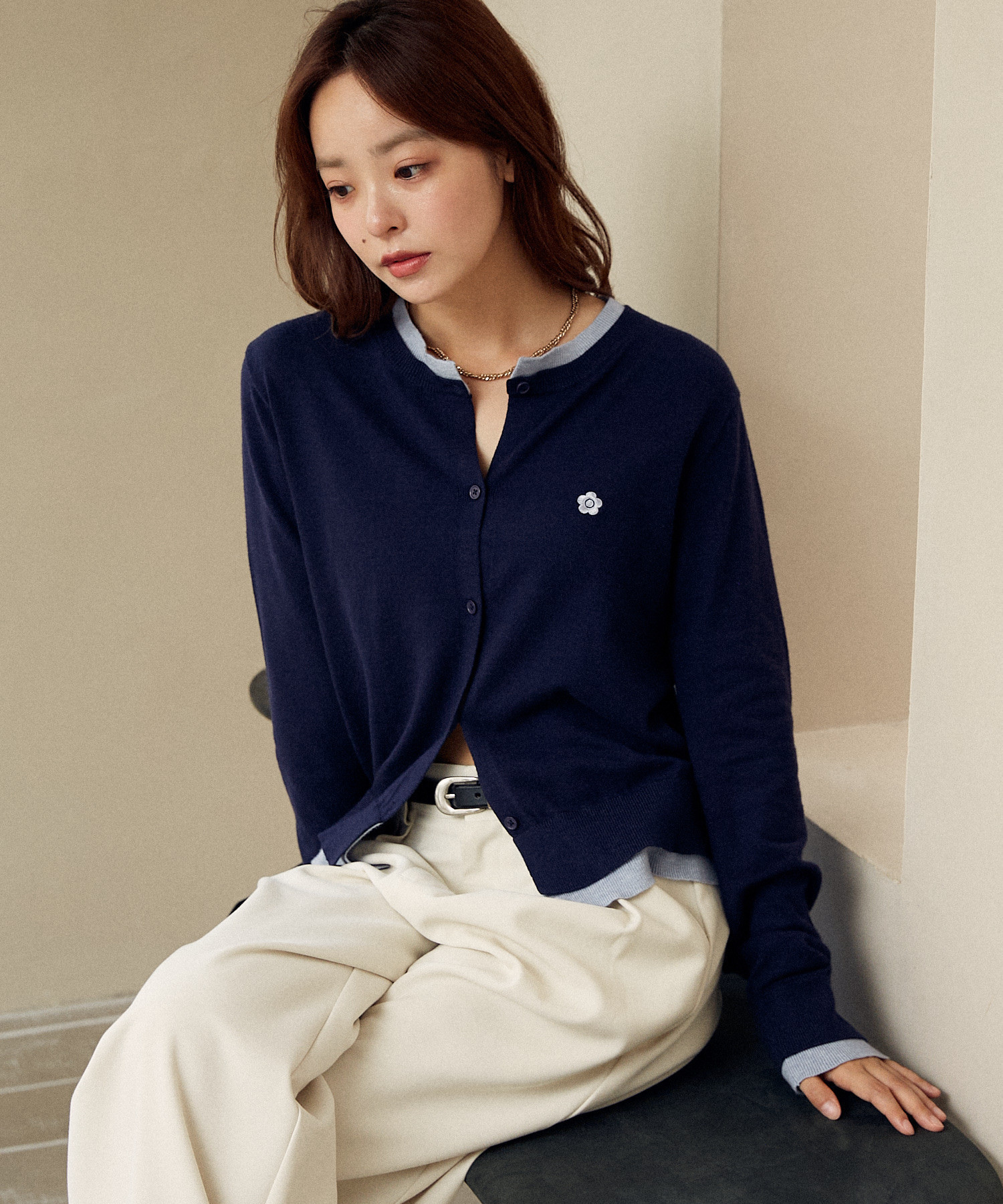 MARY QUANT / layered knit cardigan