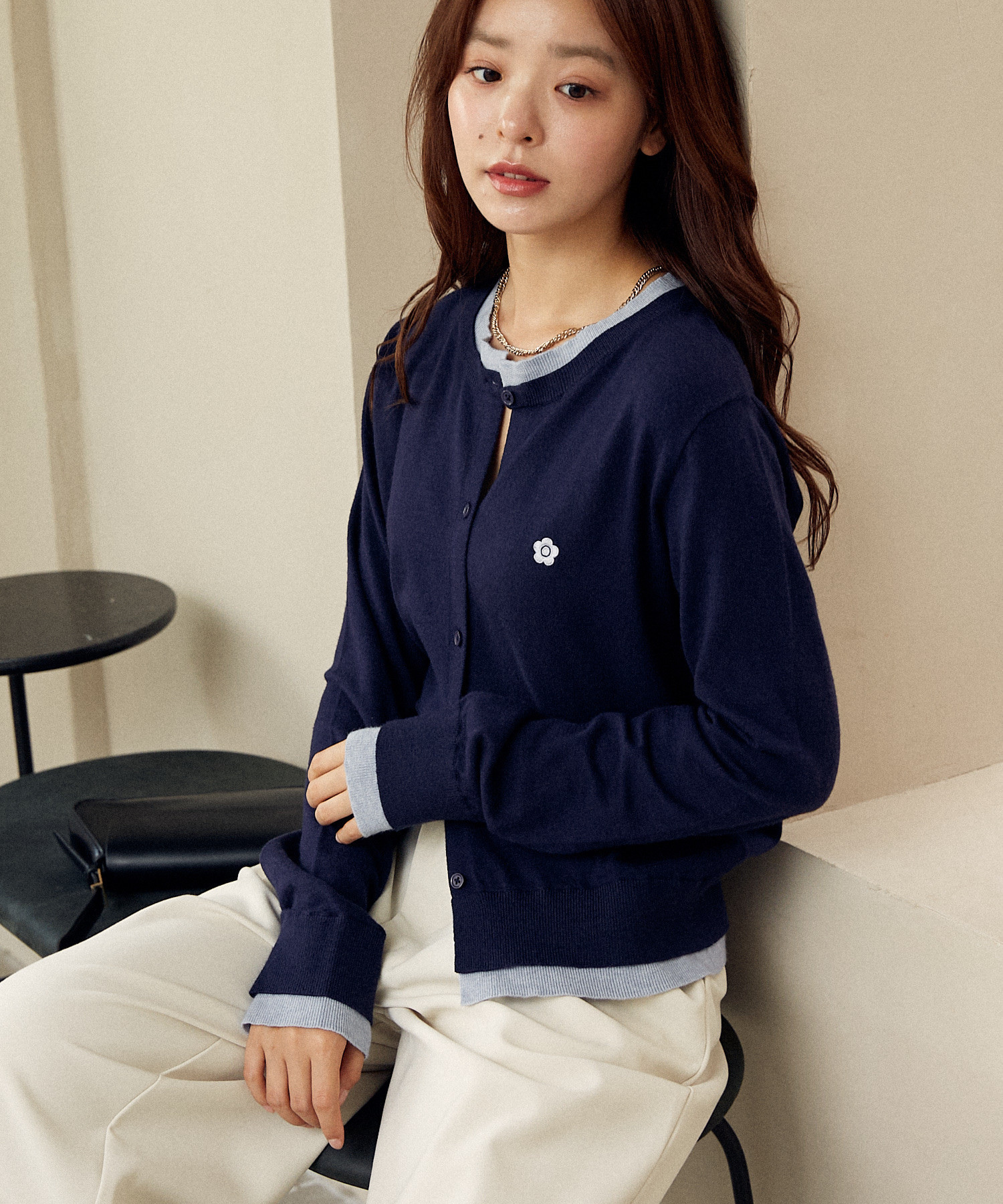 MARY QUANT / layered knit cardigan