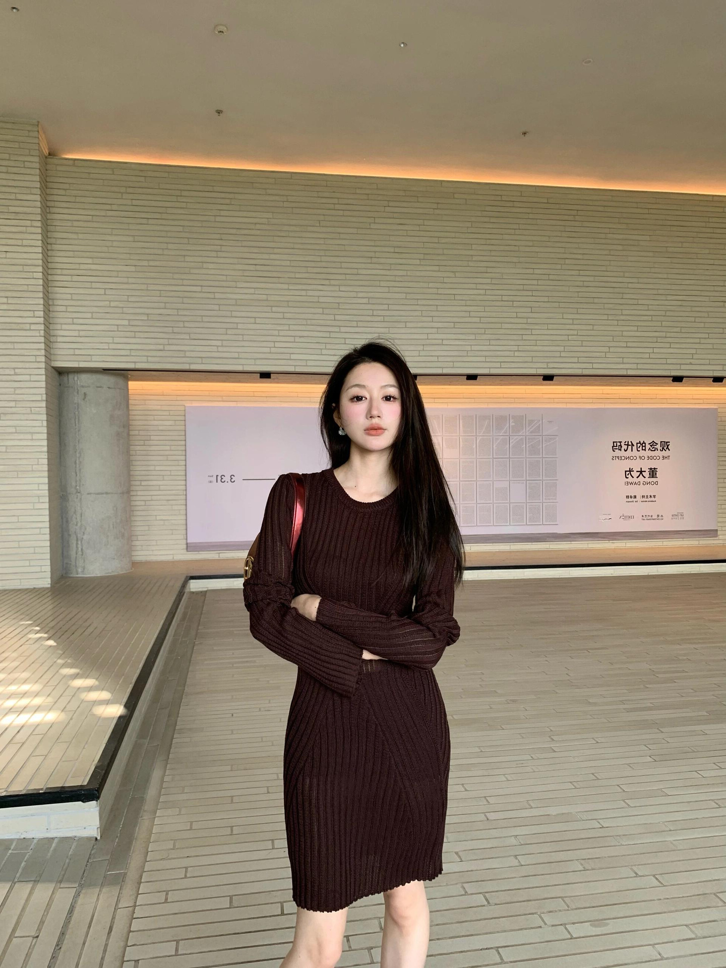 超好看! 針織坑條長袖洋裝