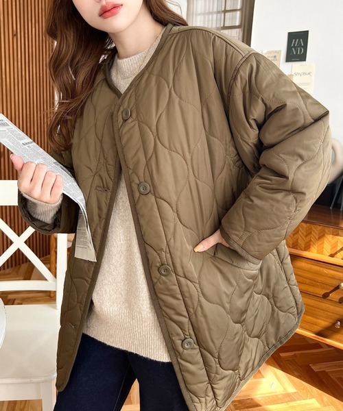 moment+ 保暖無領絎縫大衣 四色