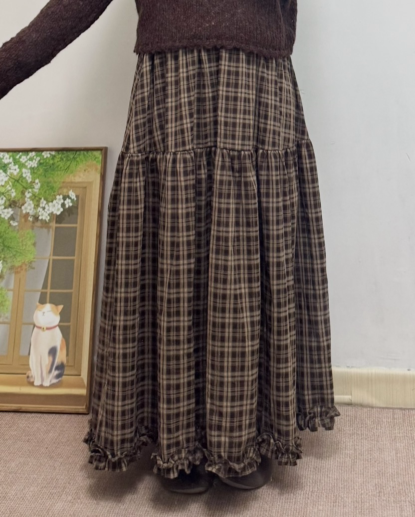 格仔Ruffle有裙袋半身裙