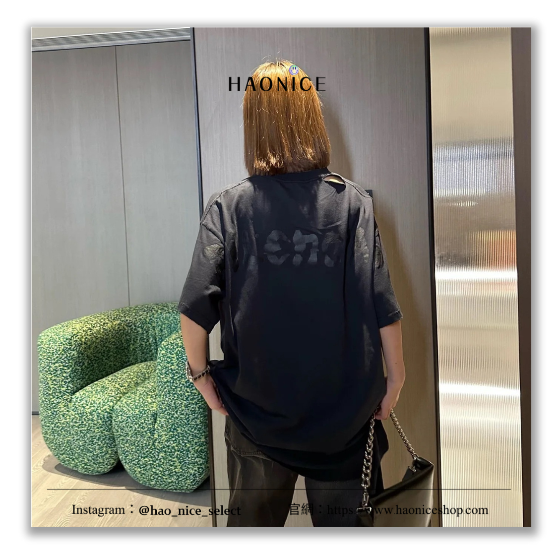 【HAO NICE】慵懶也能很時尚✨上海經銷商 Balenciaga巴黎世家 墨筆logo慵懶風落肩短T 短袖 下半身失蹤