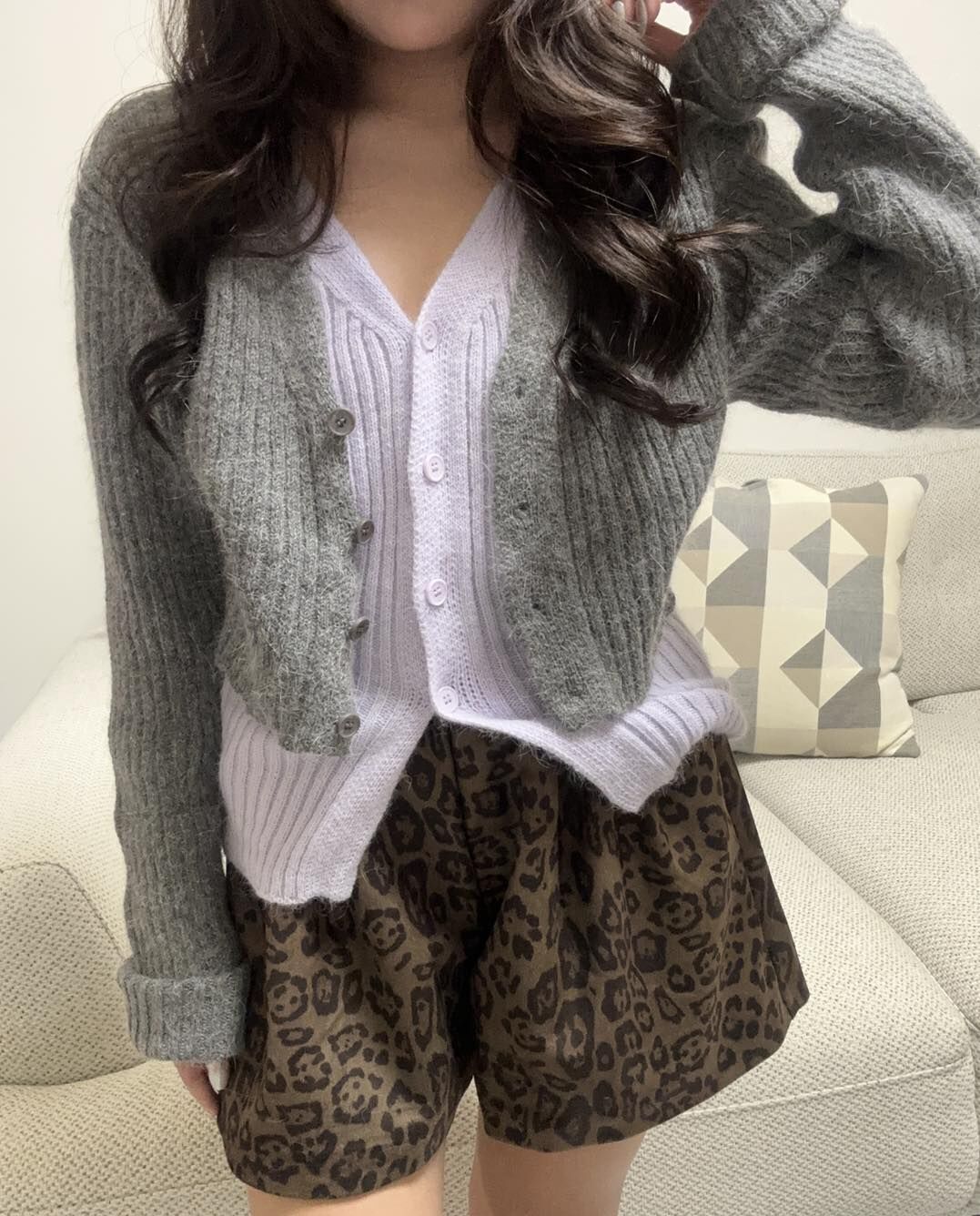 【質感超好的兔毛假2件針織造型上衣】（現貨）