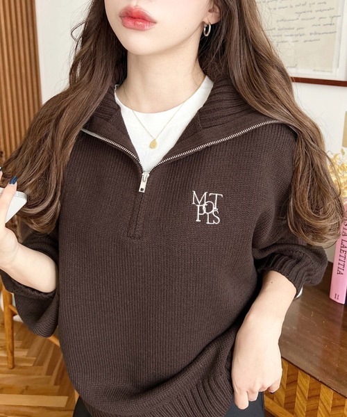 moment+ 半拉鍊翻領針織上衣 五色