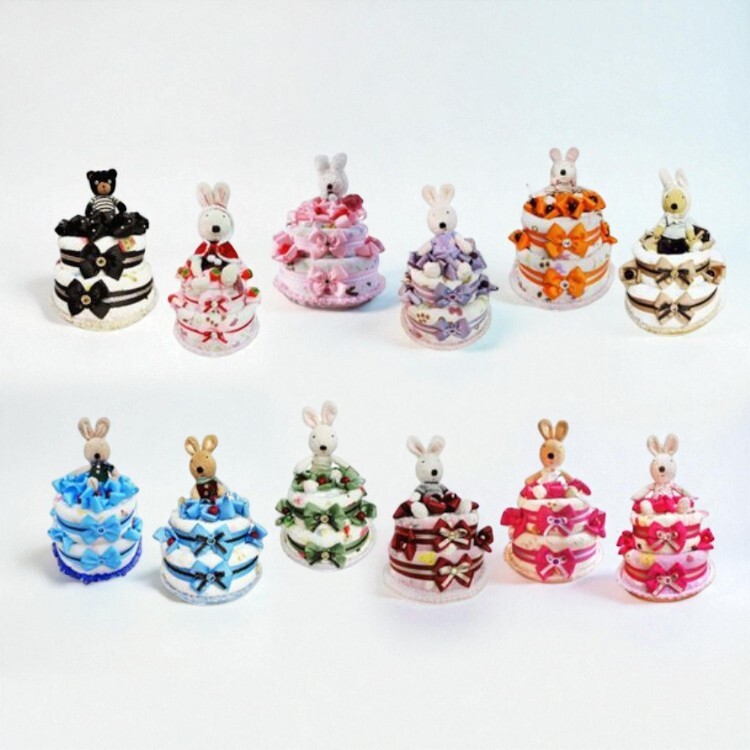 法國兔毛毯尿布蛋糕禮盒,多種顏色