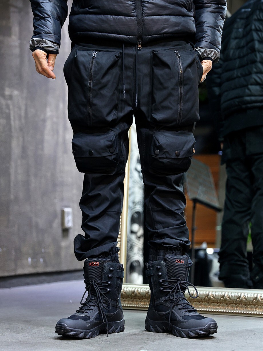 按扣式口袋綁帶慢跑褲