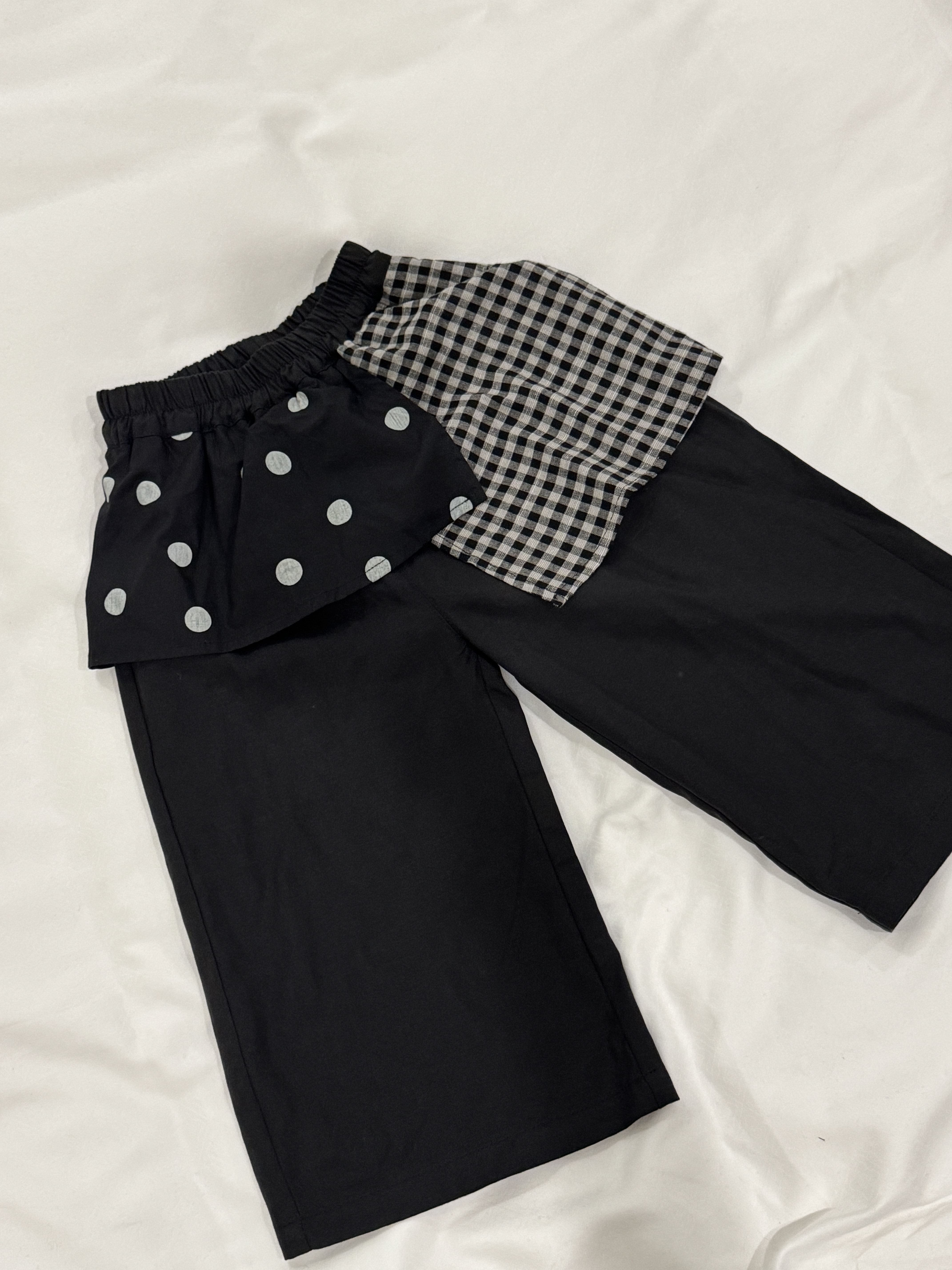 A03258拼接屁簾薄長褲