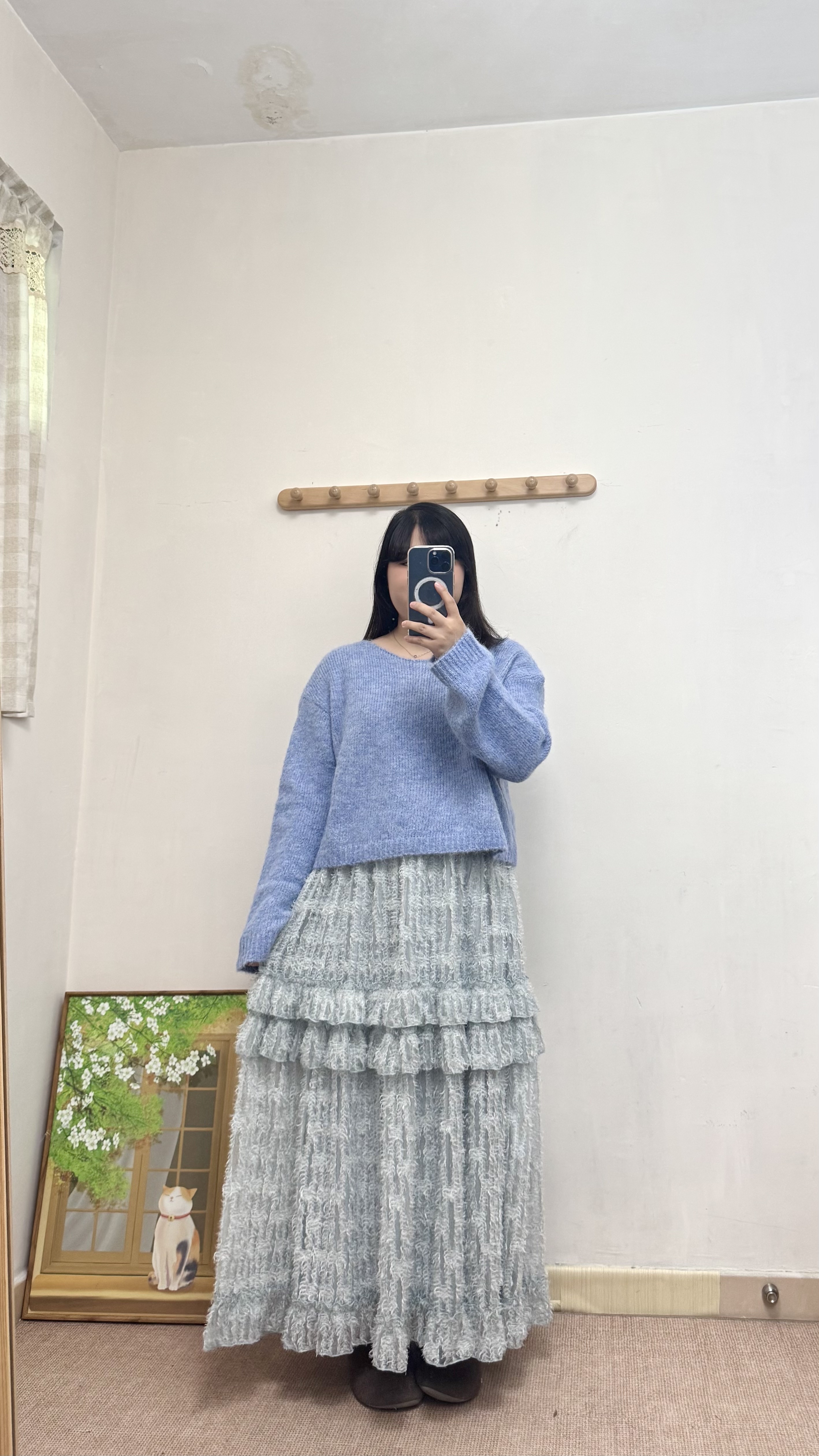 軟糯～闊領短身鬆身針織Top