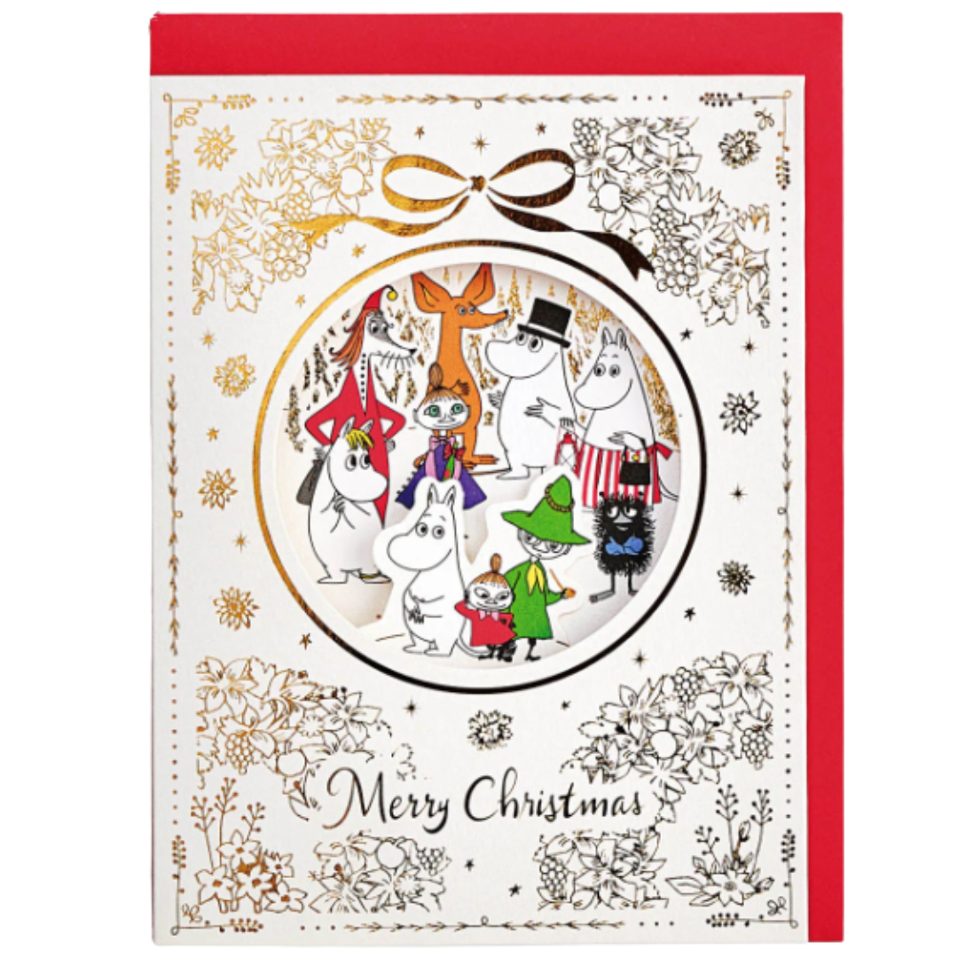 姆明白色聖誕節款 立體聖誕卡 (平行進口)