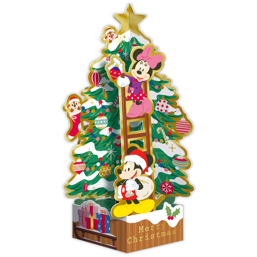米奇 米妮 ChipnDale 立體聖誕樹賀卡 (平行進口)
