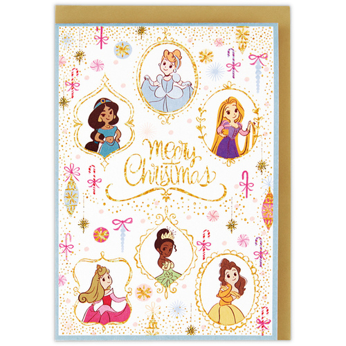 迪士尼公主 長髮公主 貝兒 閃亮立體聖誕卡  (平行進口)