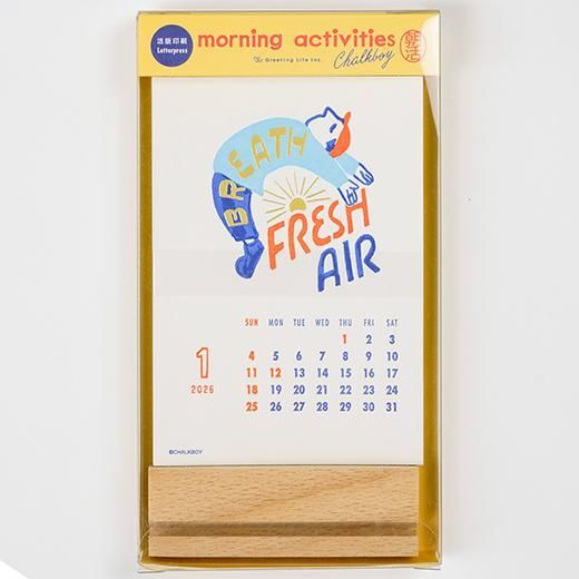 Chalkboy 2026桌曆 金箔凸版印刷 附木頭底座｜日本Greeting Life