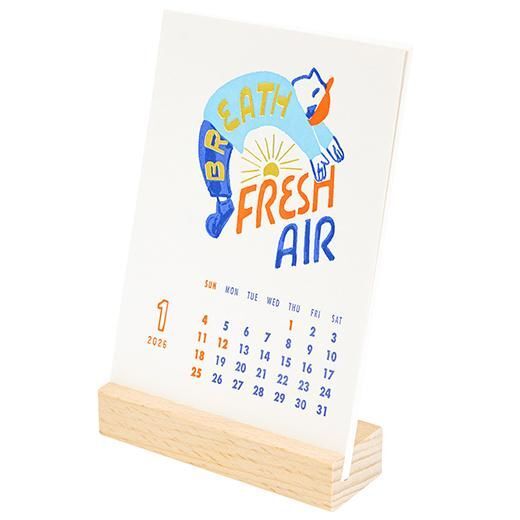 Chalkboy 2026桌曆 金箔凸版印刷 附木頭底座｜日本Greeting Life