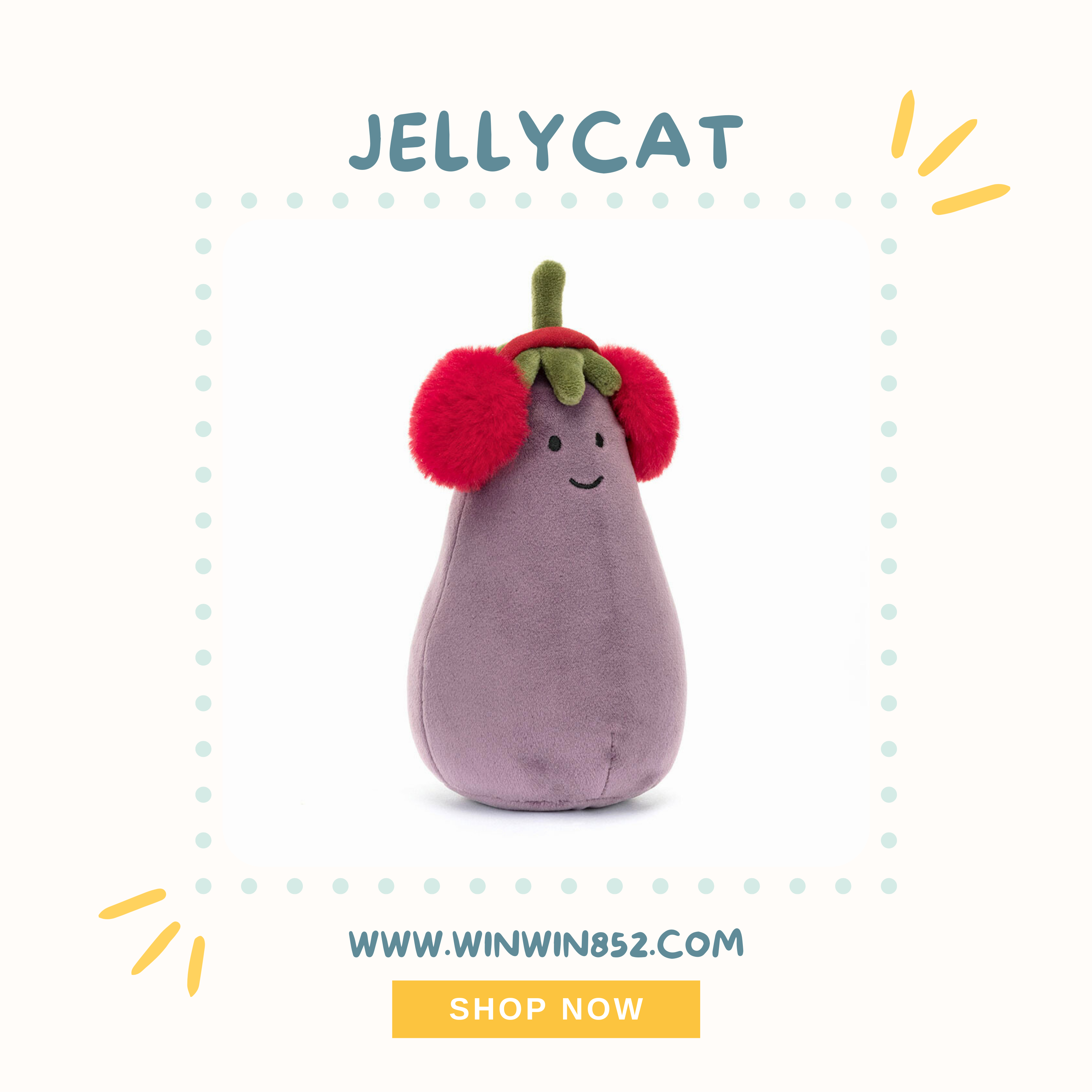 Jellycat Toastie Vivacious Red Aubergine