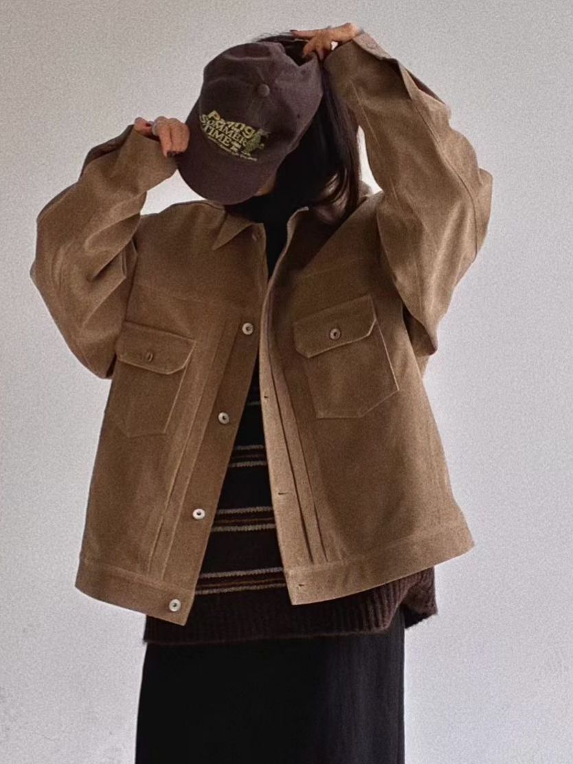 反領開胸猄面褸 JK2658