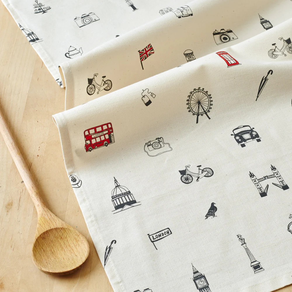 1VE1026-083 VICTORIA EGGS Simply London Tea Towel #TT50 (D-EU-E)