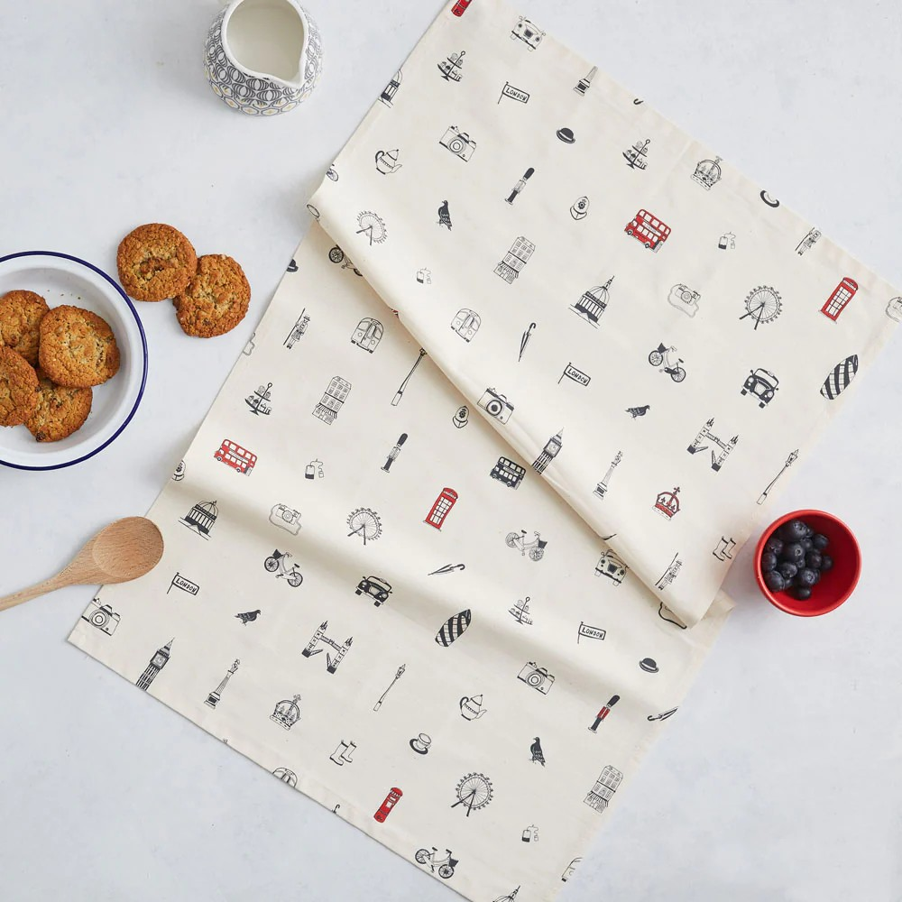 1VE1026-083 VICTORIA EGGS Simply London Tea Towel #TT50 (D-EU-E)