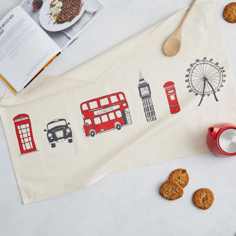 1VE1026-084 VICTORIA EGGS London Skyline Tea Towel #TT56 (D-EU-E)