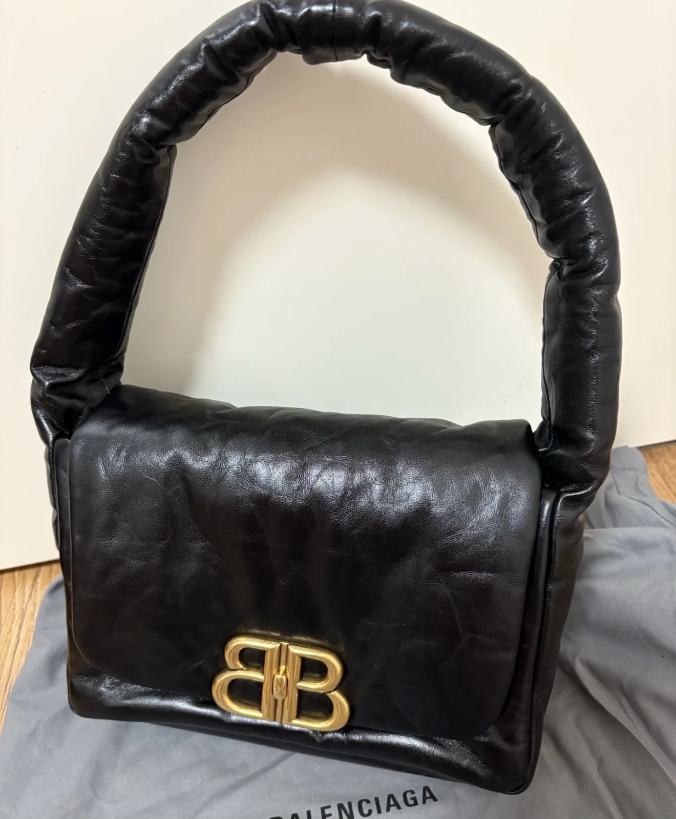 Balenciaga monaco leather shoulder bag black