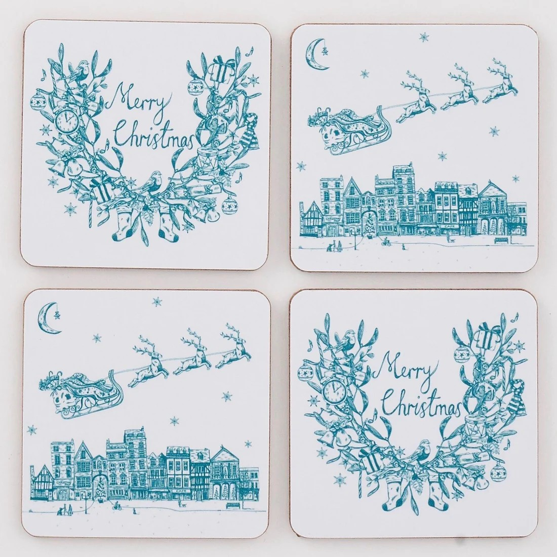 1VE1026-142 VICTORIA EGGS Night Before Christmas Coasters - Set of 4 #CTR33X/P4 (A-EU-E)