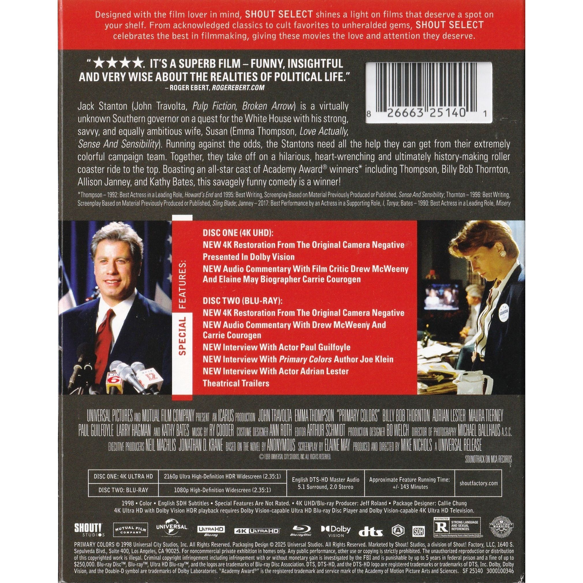 Primary Colors (1998) (4K Ultra HD + Blu-ray) (US Version) [No Chinese subtitles]