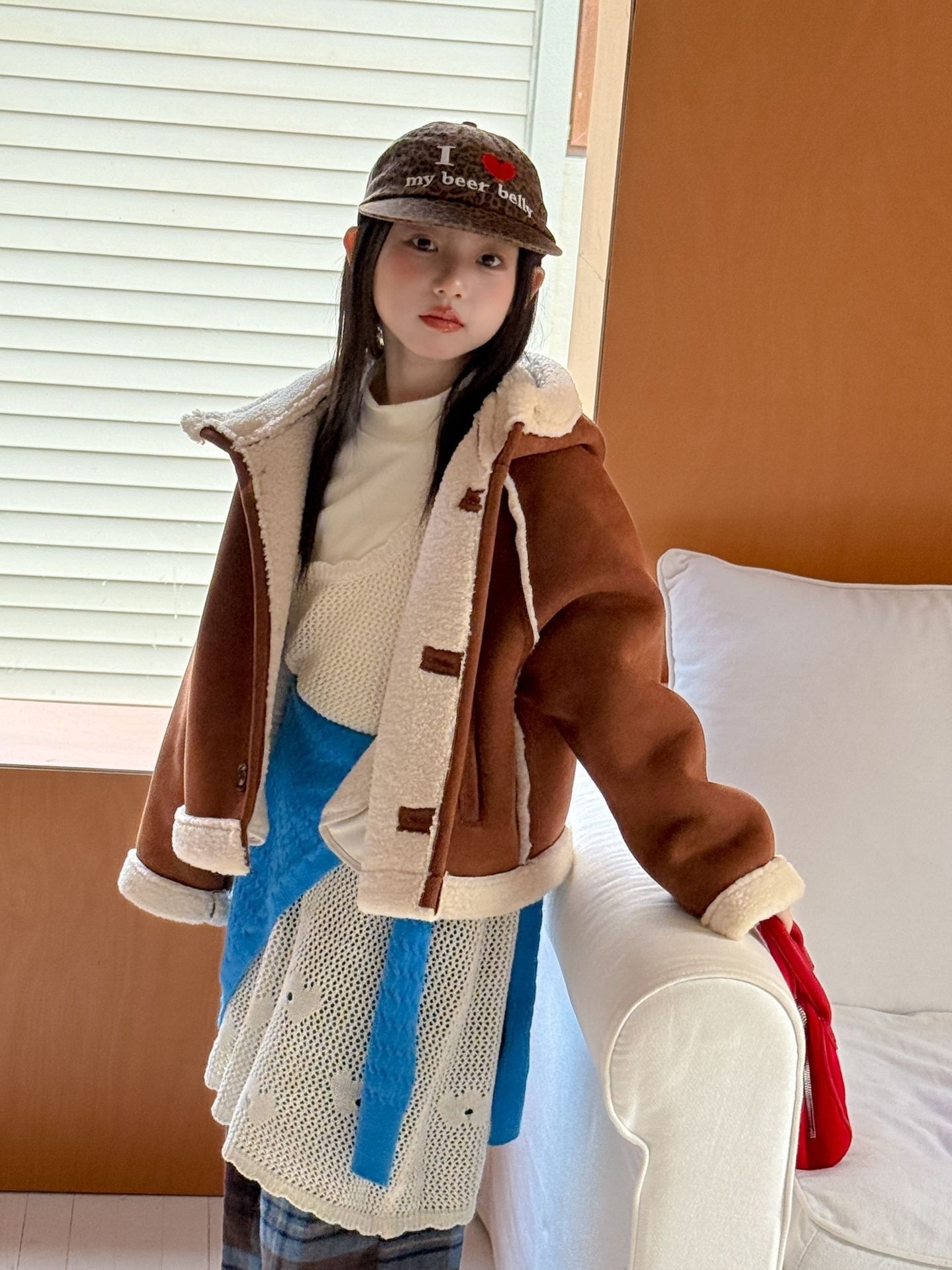 秋冬氛圍羊羔絨麂皮短版外套