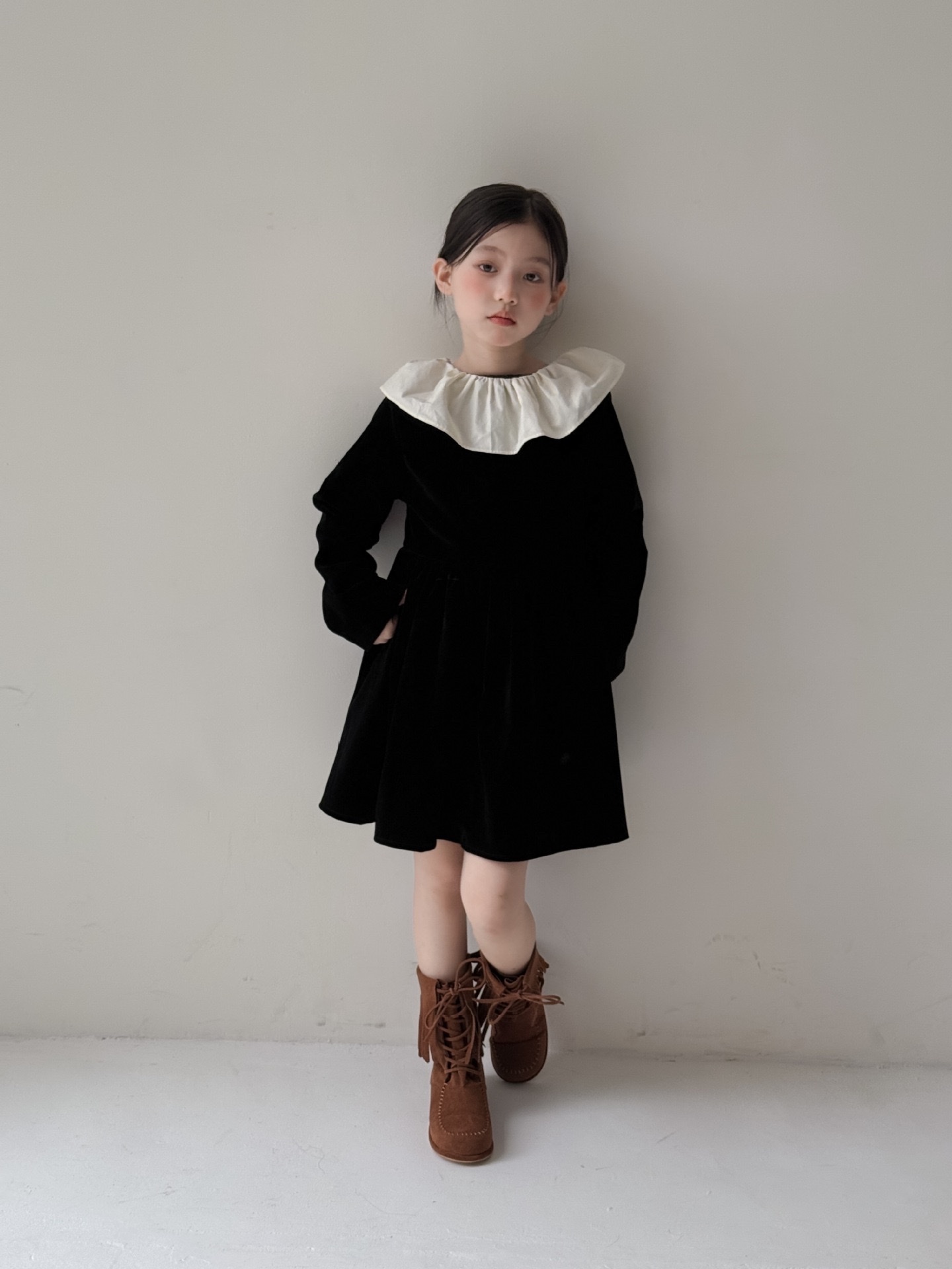 花邊絲絨赫本風洋裝