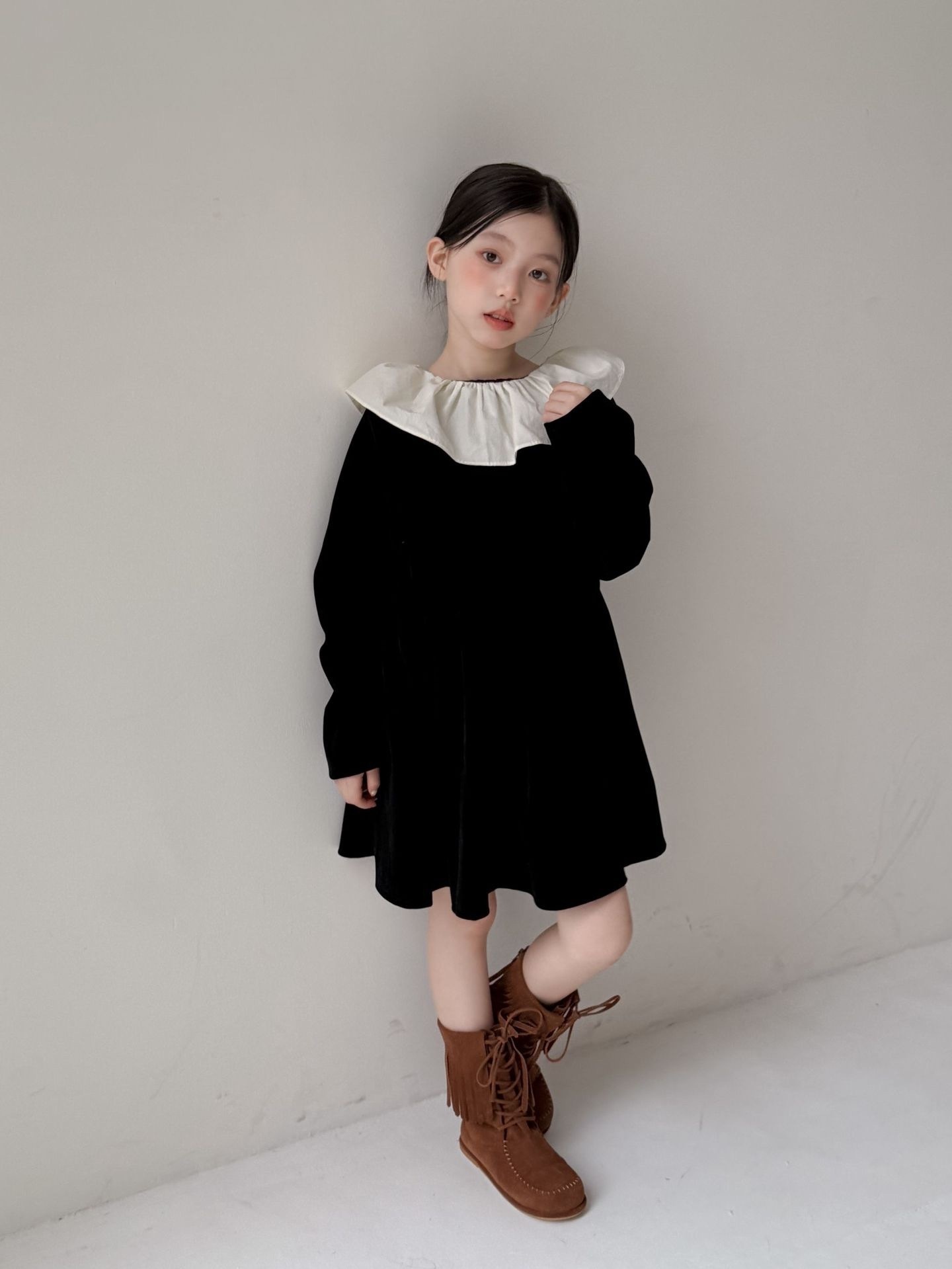 花邊絲絨赫本風洋裝