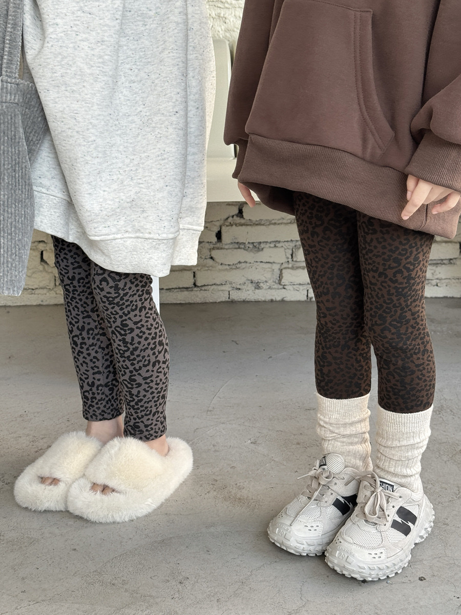 薄絨豹紋高腰內搭褲