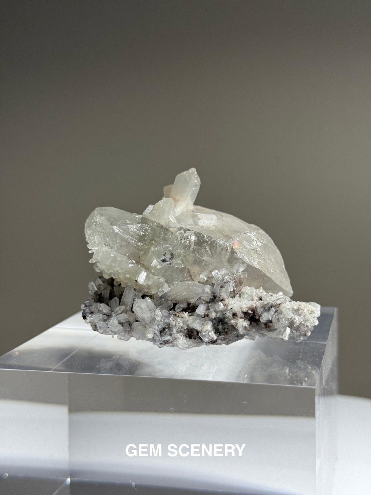 The Quiet Bloom - Purple Chalcedony with Apophyllite · Calcite · Stilbite
