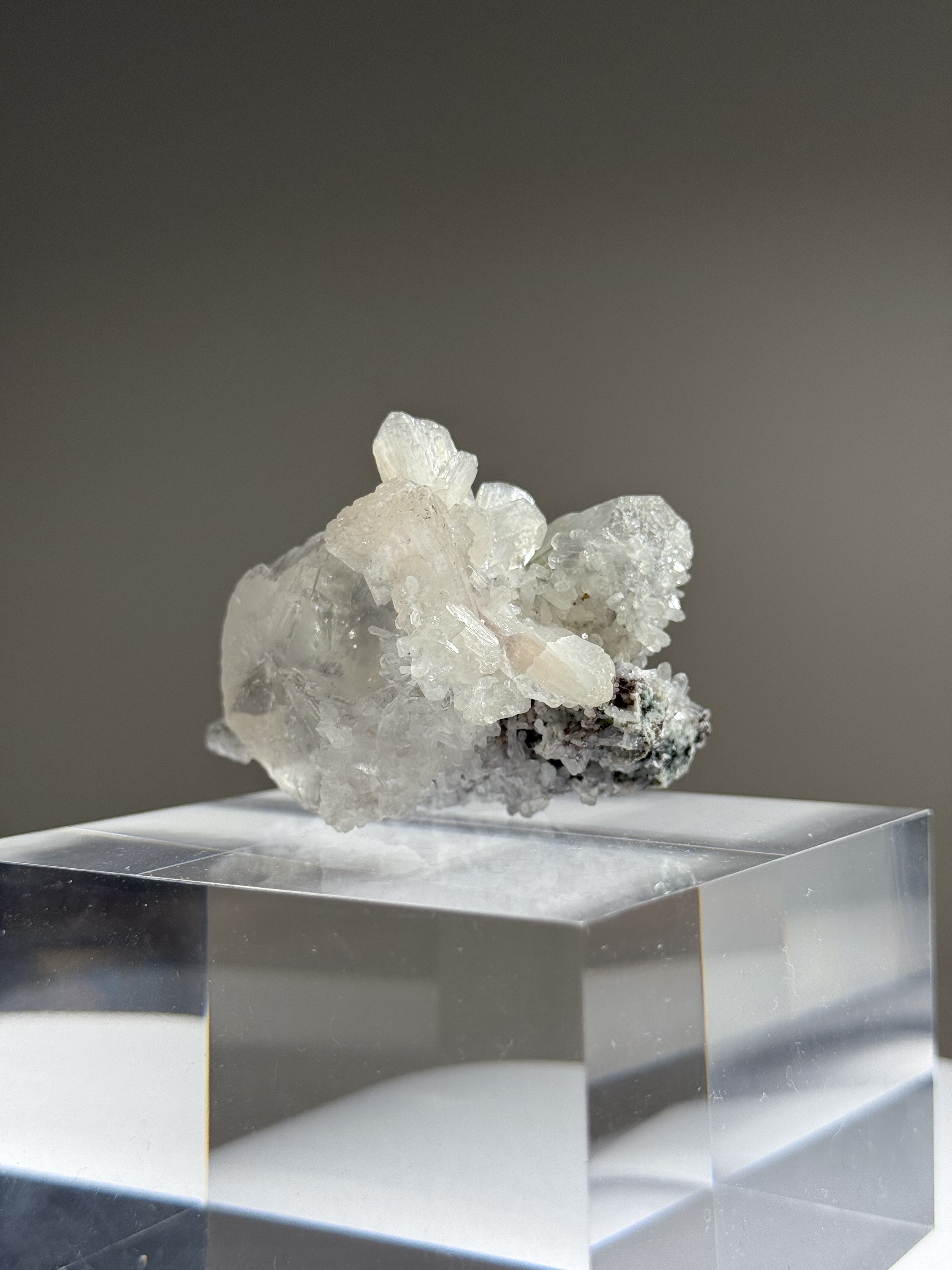 The Quiet Bloom - Purple Chalcedony with Apophyllite · Calcite · Stilbite