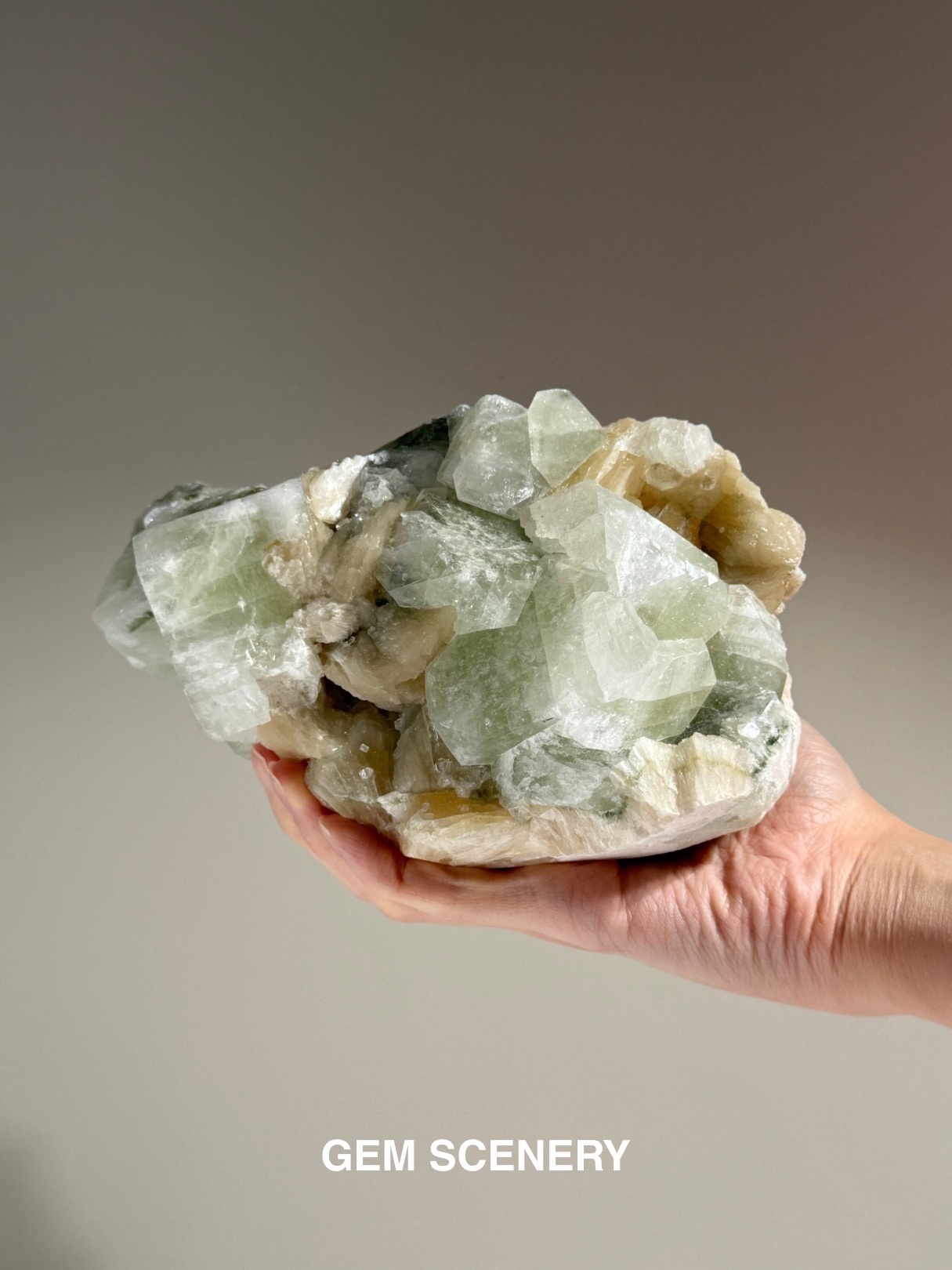 Soft Genesis - Green Apophyllite with Stilbite