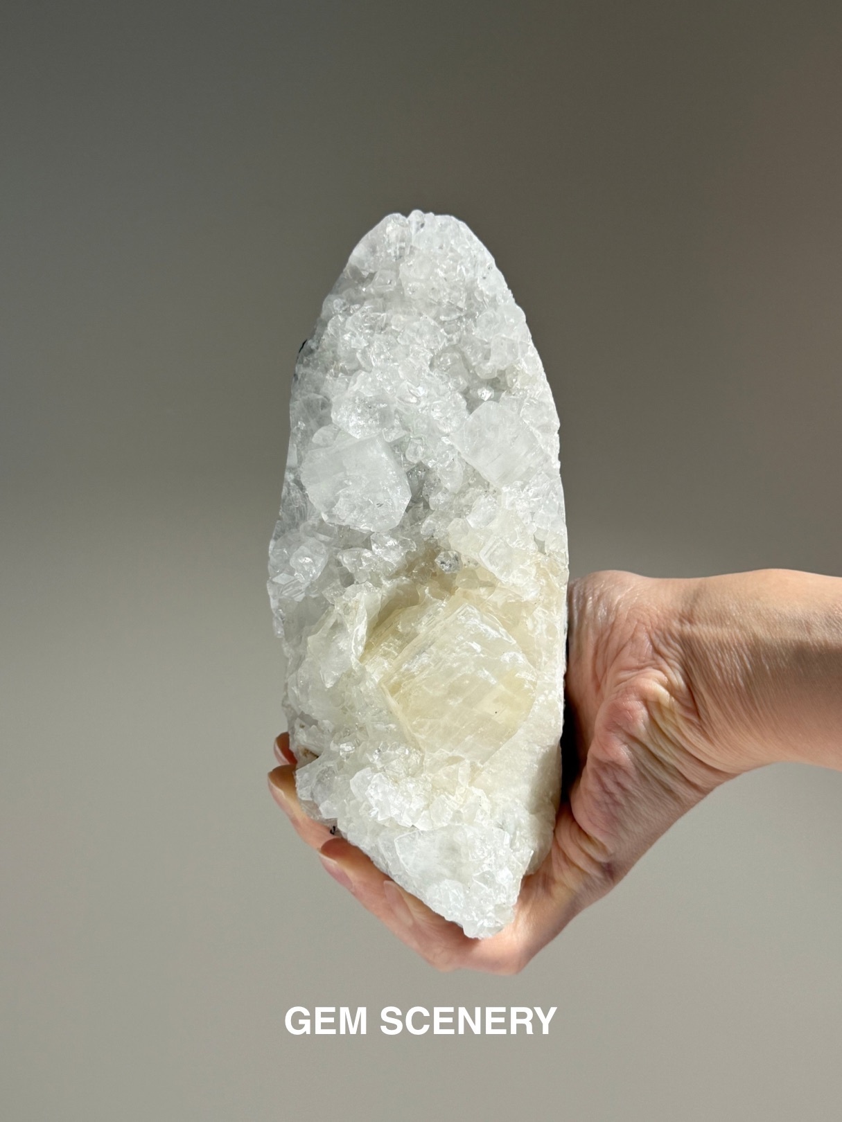 The Folded Silence - Apophyllite with Calcite