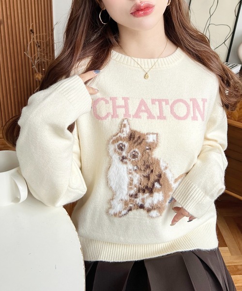 moment+ 貓貓狗狗圓領針織上衣 六款