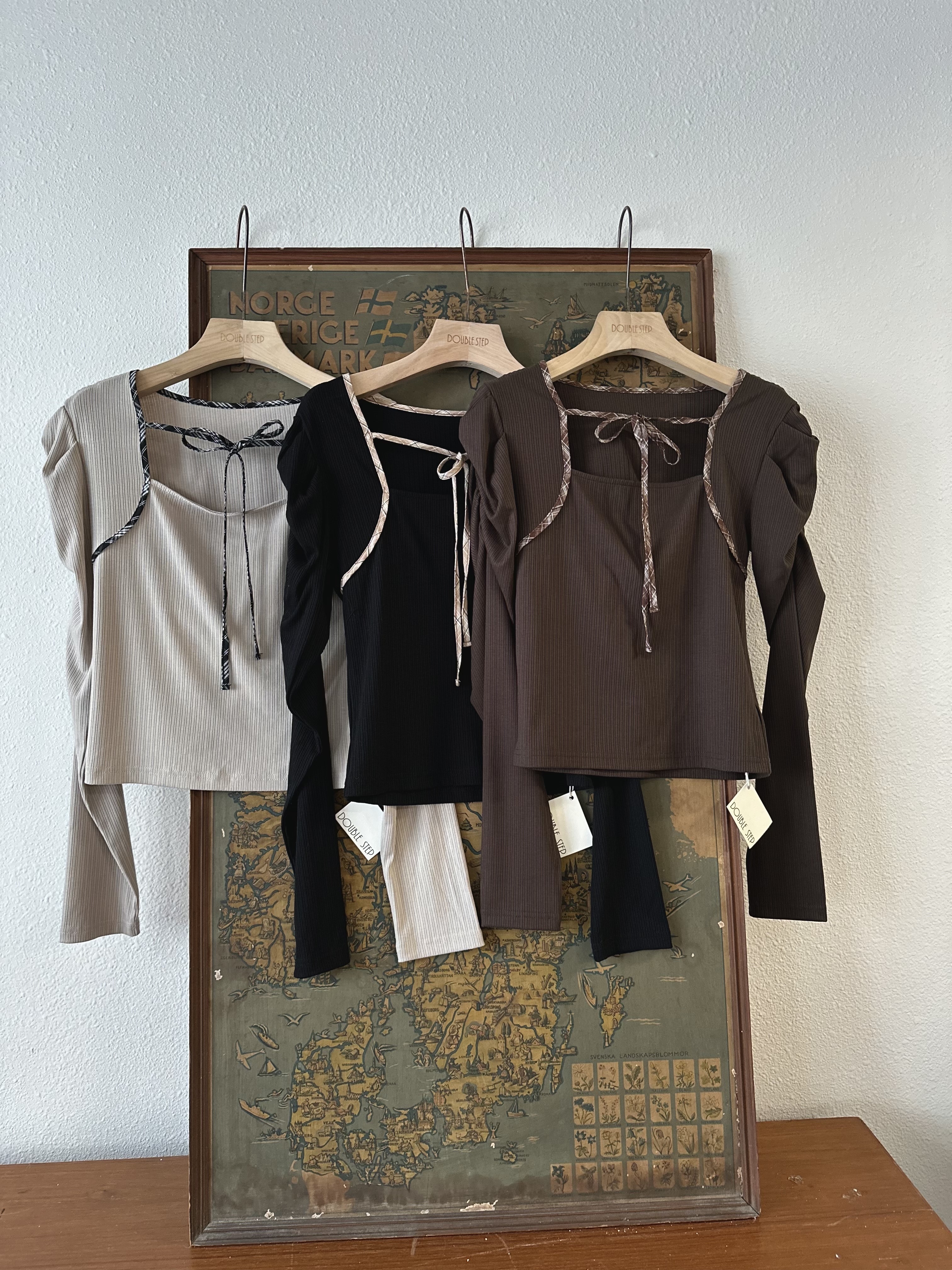 假兩件格仔配布上衣 - BL53836