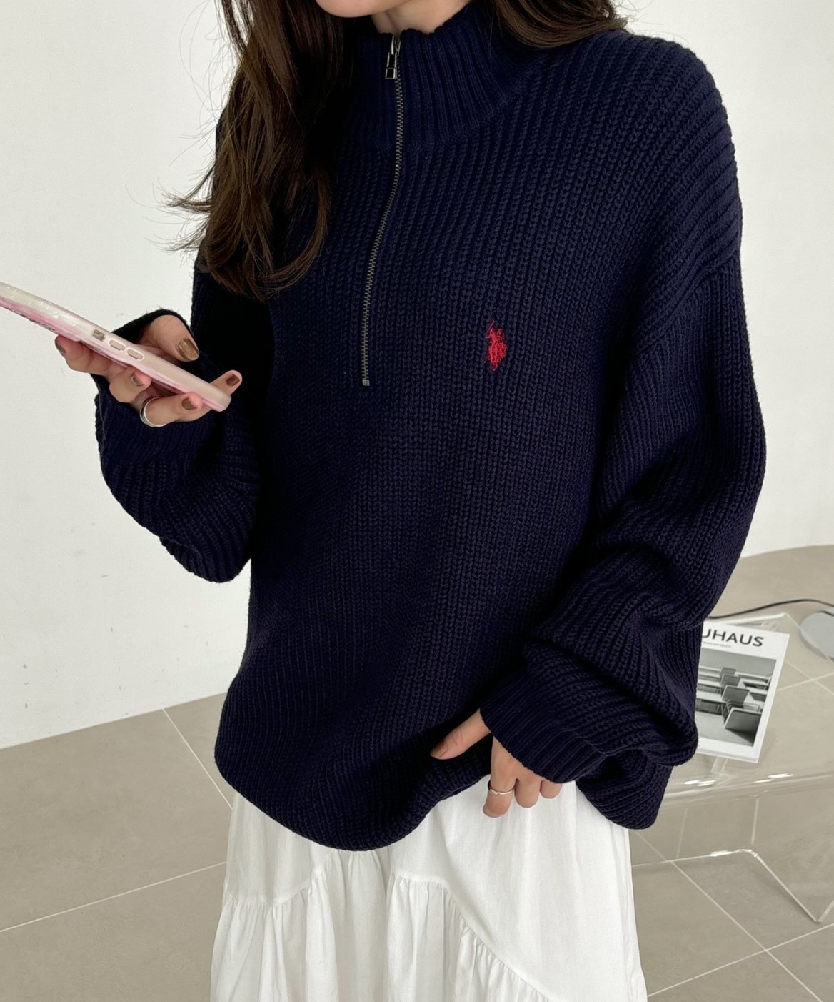 日本 U.S. POLO ASSN. 半拉鍊 針織 毛衣 寬鬆 針織衫 七色