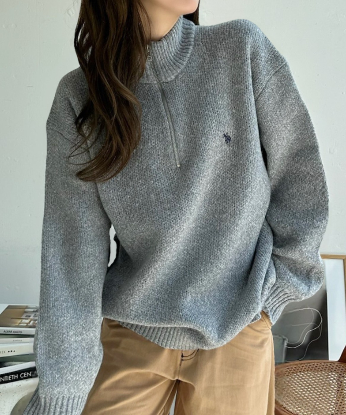 日本 U.S. POLO ASSN. 半拉鍊 針織 毛衣 寬鬆 針織衫 七色