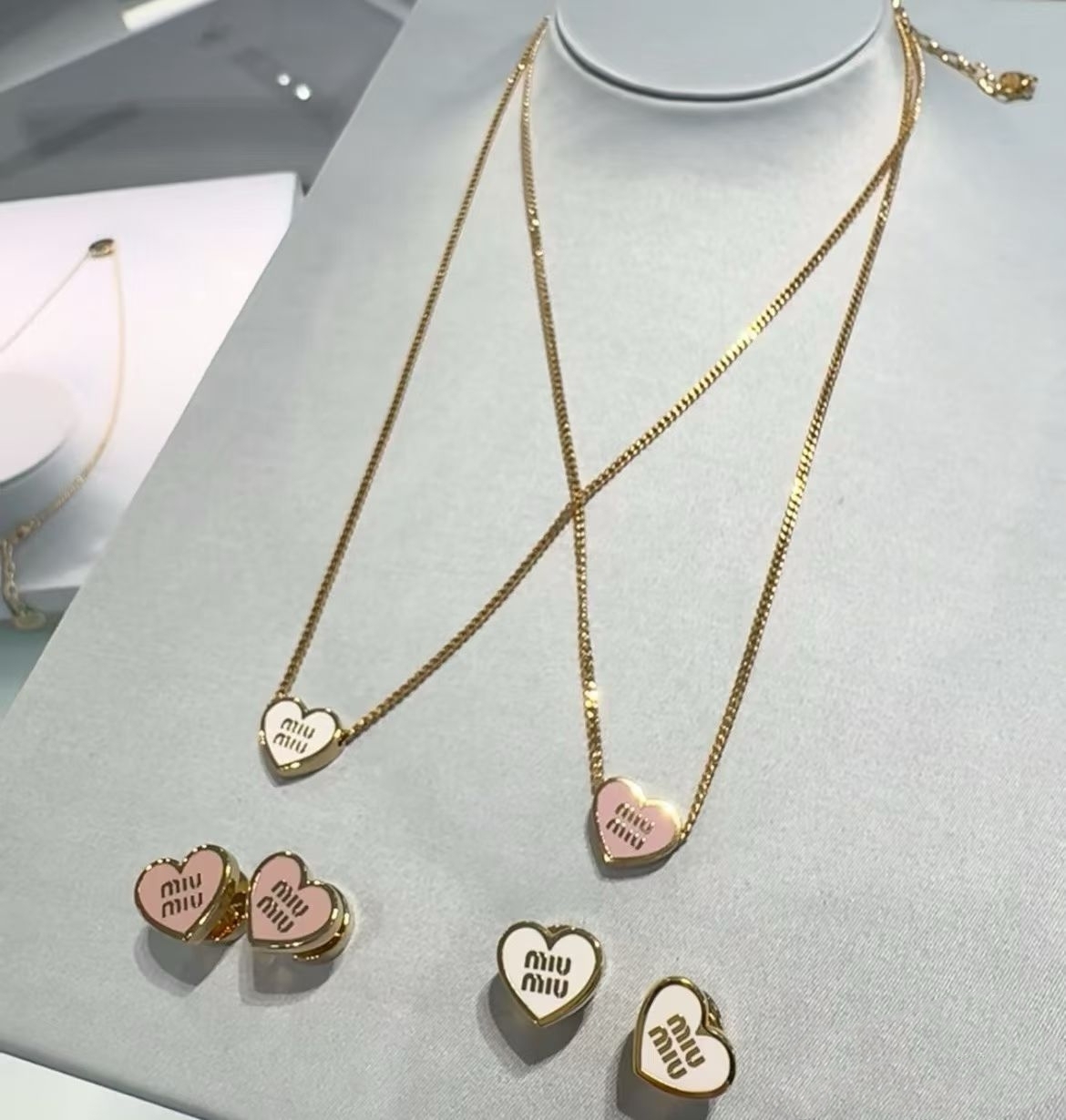 Miu Miu 心形金字頸鏈 / 耳環