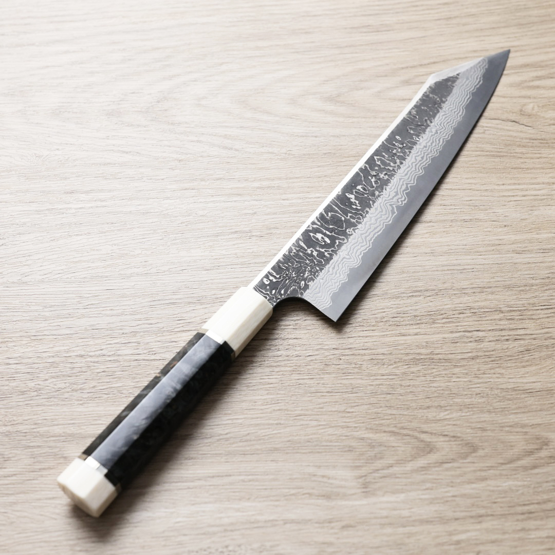 初心x二唐 切付牛刀 240mm SLD鋼 黑打大馬士革