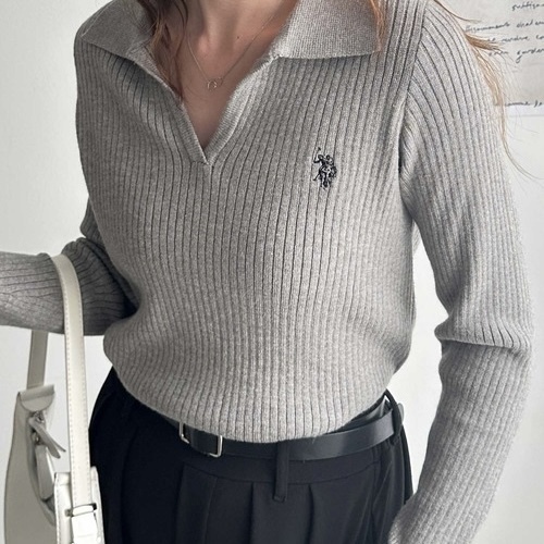 U.S. POLO ASSN. x GeeRA POLO領 針織上衣 長袖 V領  96864016