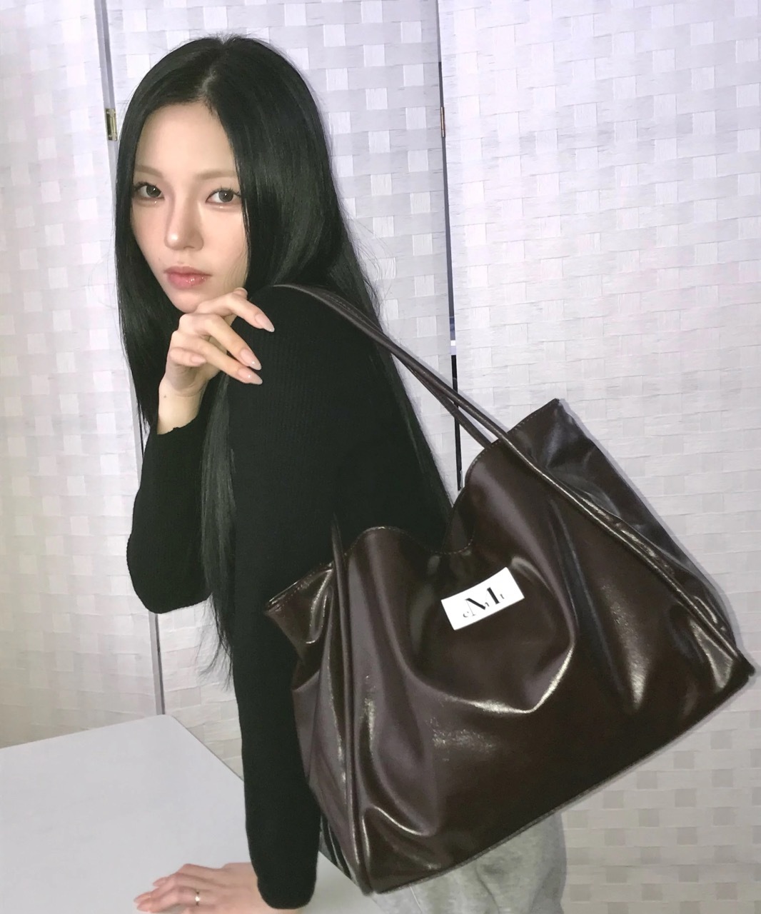 韓國限定🇰🇷 MUCENT GRIEK LEATHER SHOULDER BAG 單肩包 手提包 托特包 大容量 / 預購