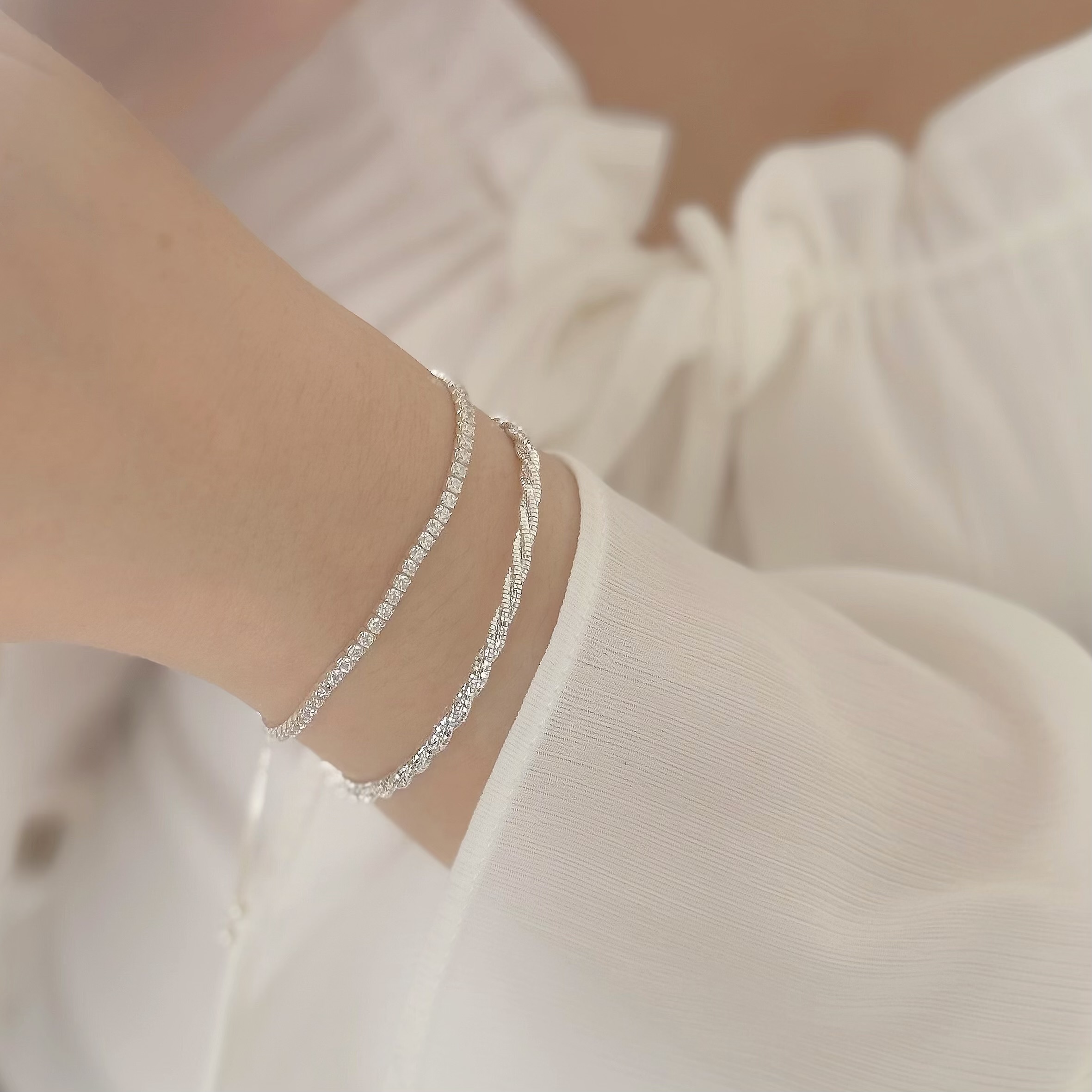 Y160推🔥雙線粗款扭結純銀軟線手環