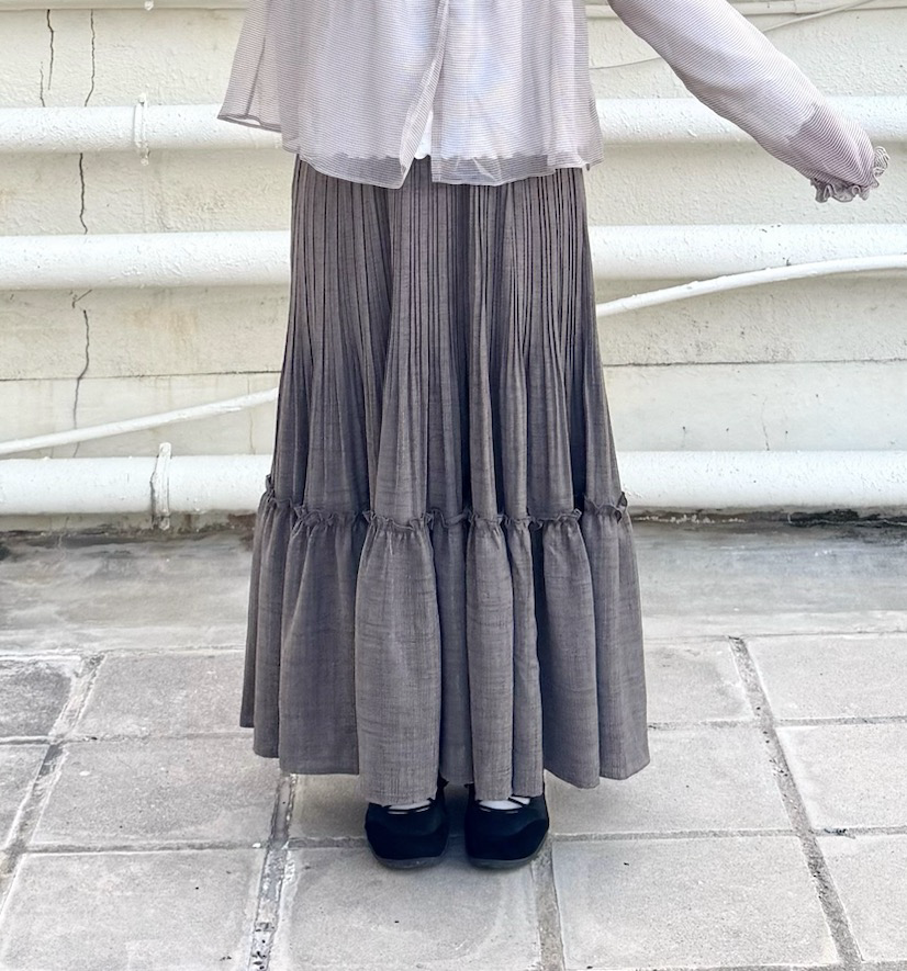 重工壓摺有裙袋半身裙