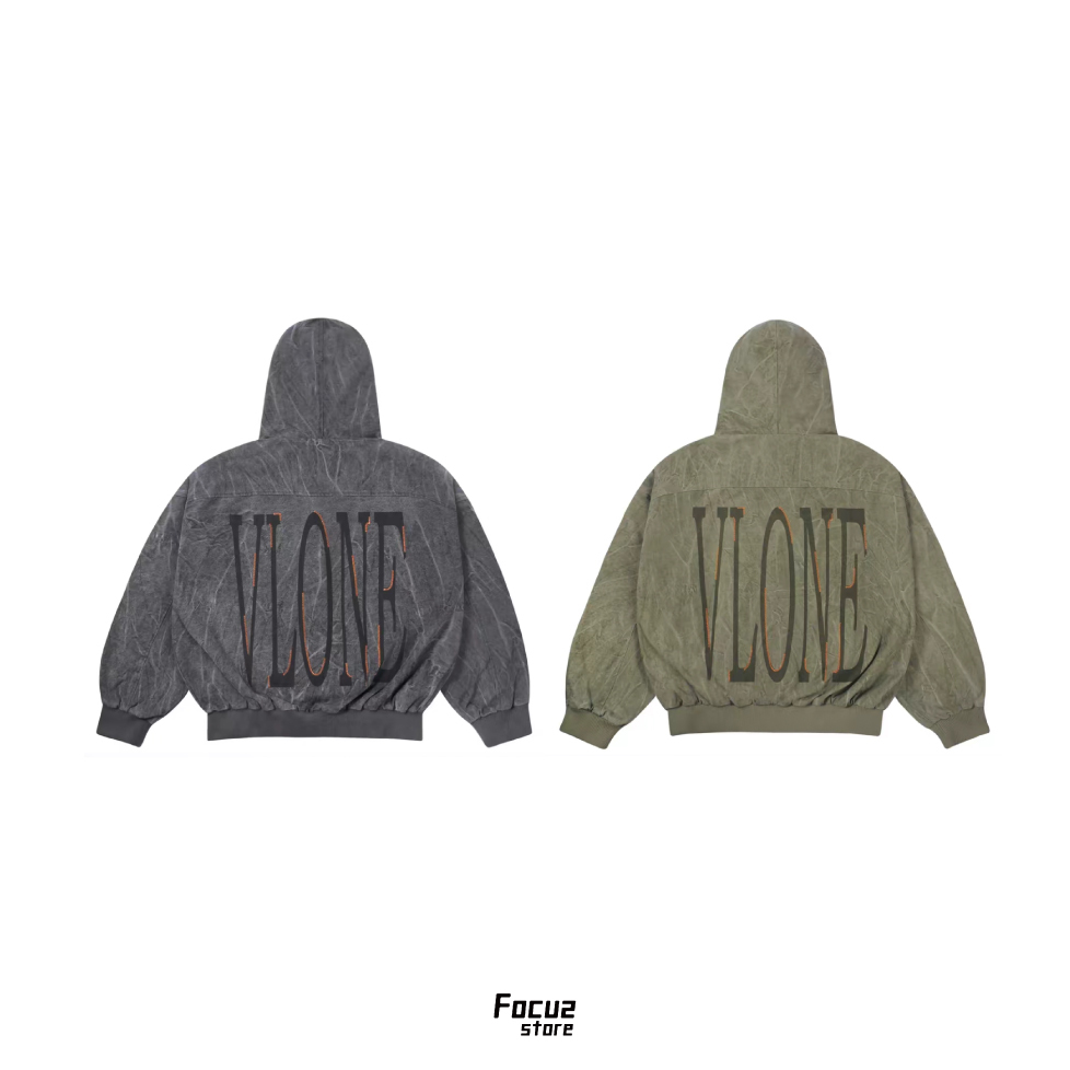 【Focus Store】預購 VLONE Big Logo Washed Zip-up Hooded Sweatshirt 水洗拉鍊連帽外套 兩色