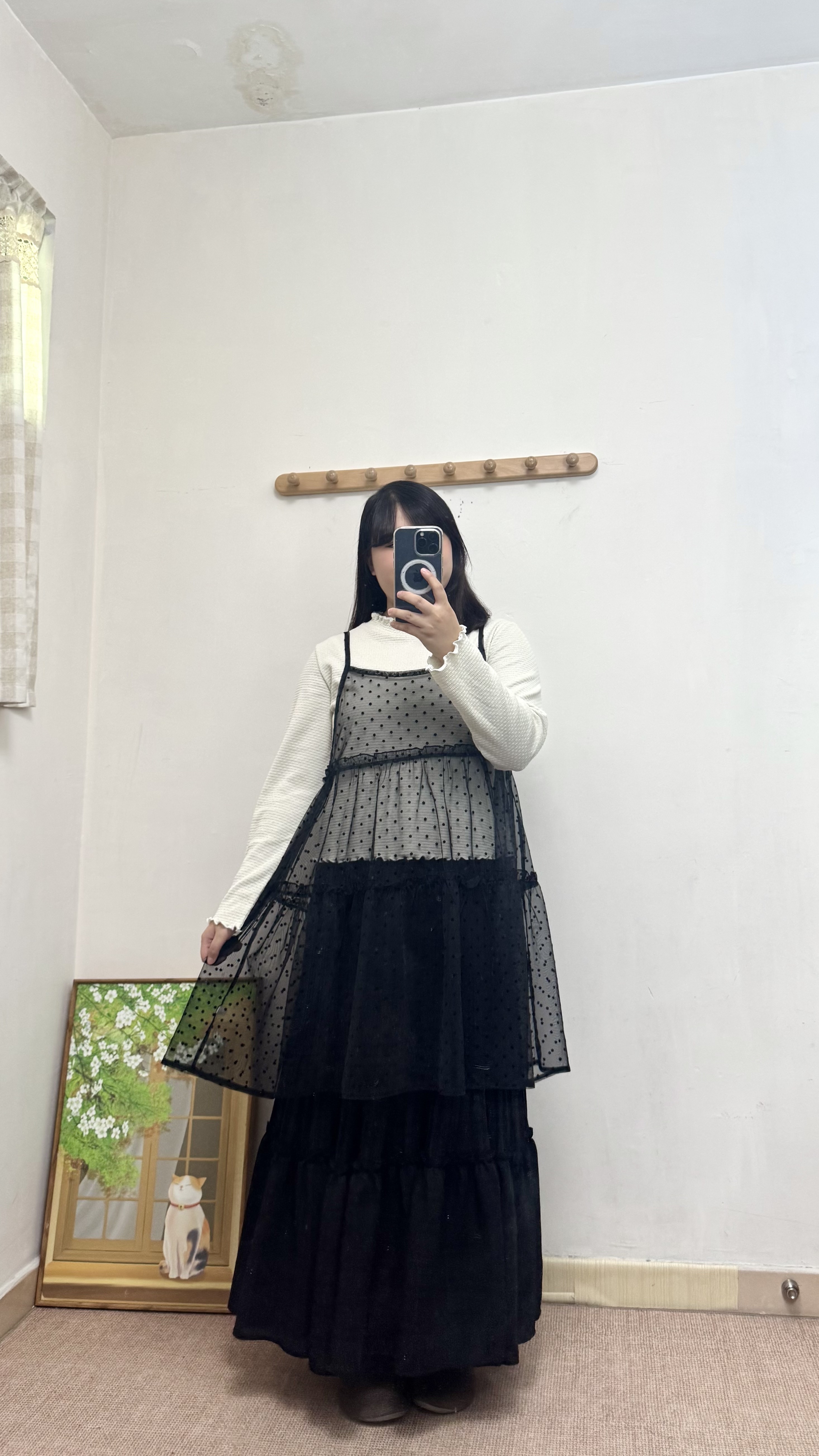 細花透身吊帶外搭