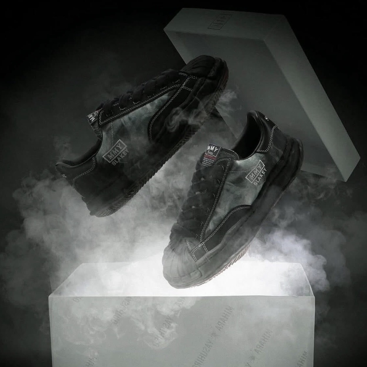 MAISON MIHARA YASUHIRO x ATMOS x #FR2 BLAKEY LOW 黑白煙燻 溶解鞋 三方聯名 MMY
