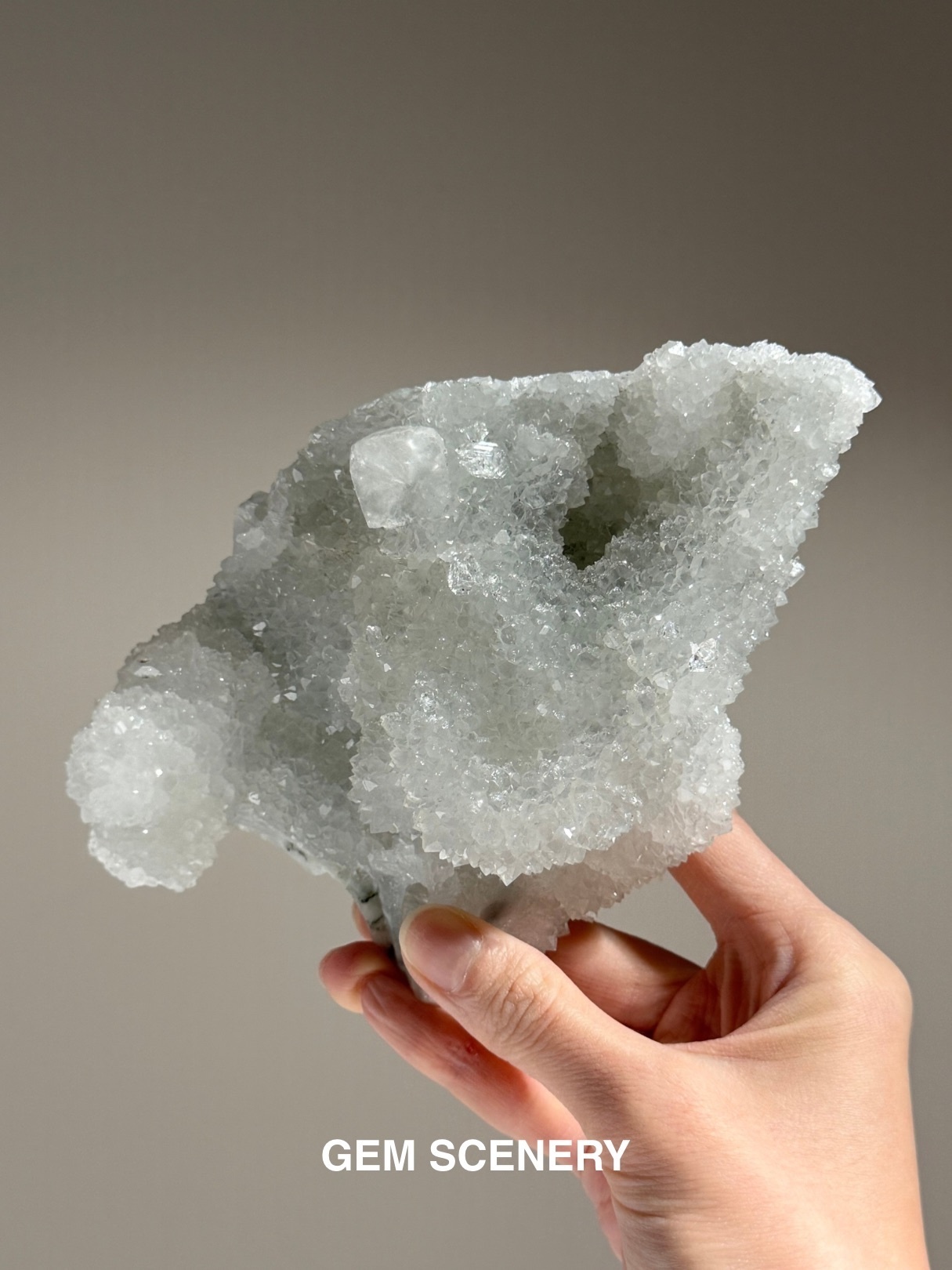 Summit of Stillness - Blue Chalcedony with Apophyllite