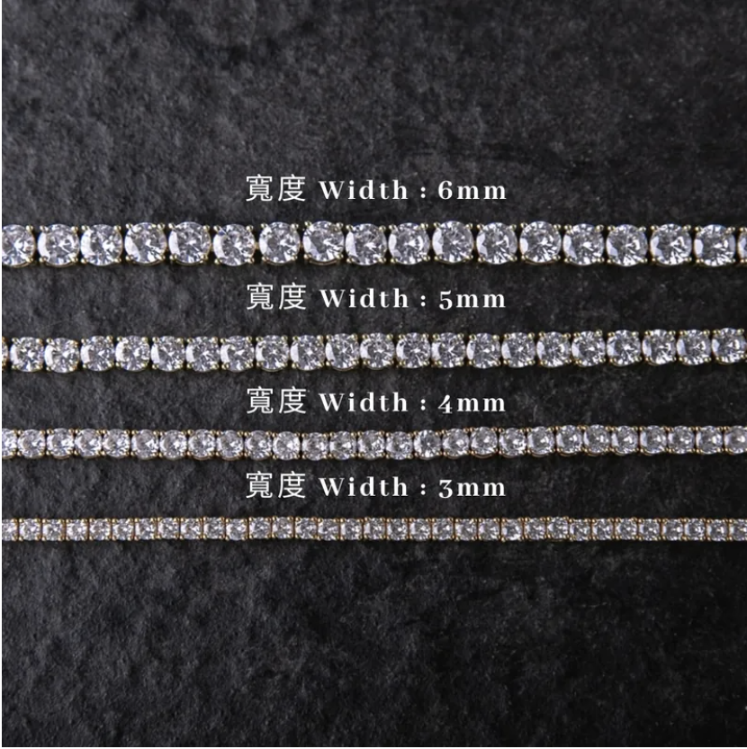 代購-<1000元左右交換禮物>Gold Coast 3mm - 6mm 經典單排鑽網球 手鍊