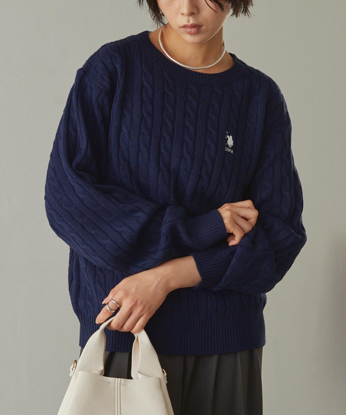 <限時特價>日本 U.S. POLO ASSN. 麻花 刺繡 圓領 毛衣 長袖 針織衫 五色